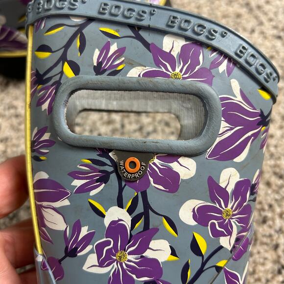 Bogs Infants Rain Boots Size 7 Waterproof Purple Flower Winter - Picture 6 of 7